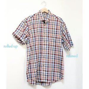 Men's Size Medium Plaid Short Sleeve Button Down Shirt by Retreat